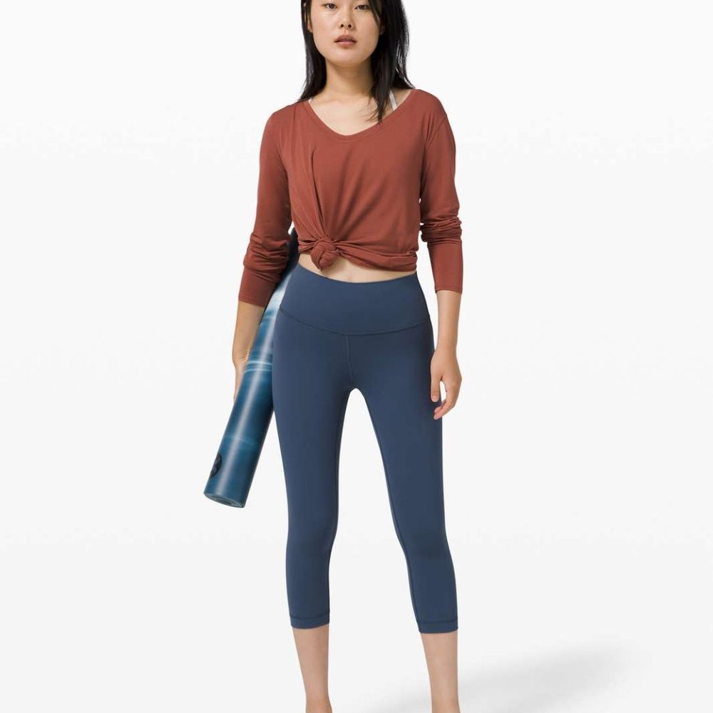Lululemon Wunder Under Crop HR FLUX Iron Blue NWT